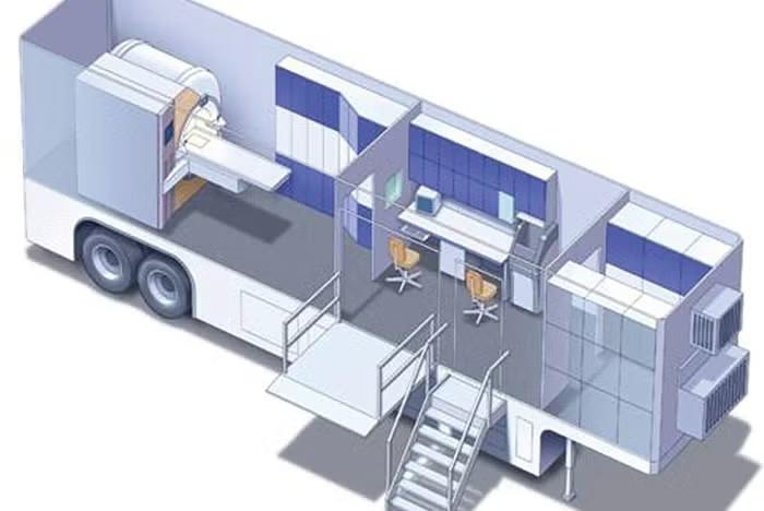 Toshiba Mobile PET/CT Trailer Rental & Service: Mobile MRI trailer interior exam room